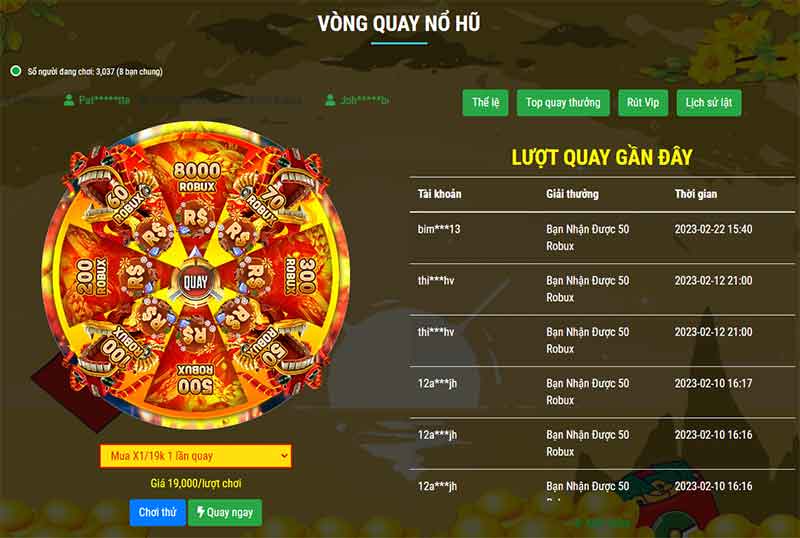 Chi tiết vòng quay game nổ hũ